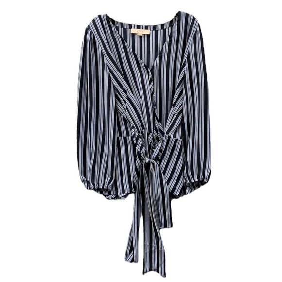LOFT Striped Wrap Blouse in Navy / White Size PETITE Large — Absolutely Gorgeous - Picture 5 of 6